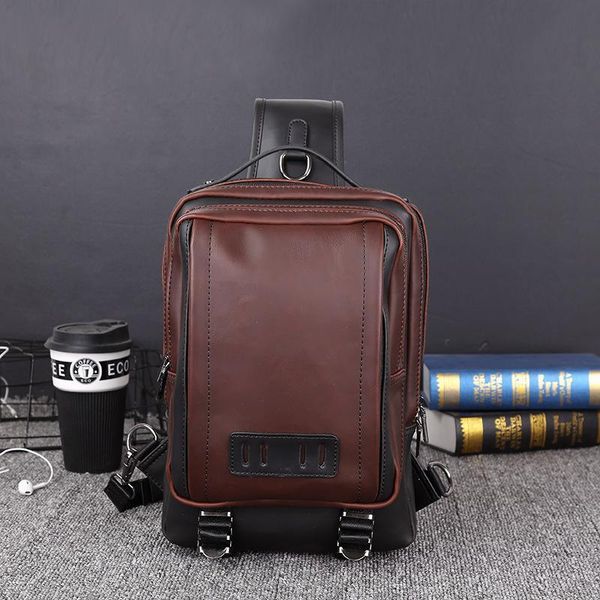 

2019 version of the trend men's bags leisure one shoulder oblique satchel outdoor sports chest street large capacity tide bag