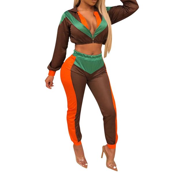 

новые повседневный sexy женщины набор с длинным рукавом с капюшоном куртка топ и брюки два комплекта piece лоскутных женский wear b09jm896, Gray