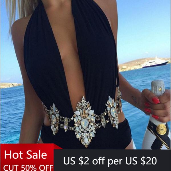 

in 2020 solid jewelry chain swimsuit women's swimsuit popular bikini crystal zircon bikini women's, White;black