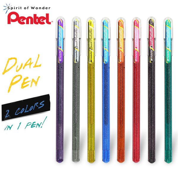 

1pcs pentel color pearlescent curry pen k110 metal color 1.0mm write two colors in one stroke 8 colors optional