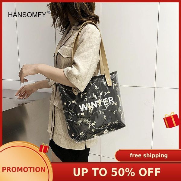 

large-volume women's bag 2020 new style transparent tote bag portable shoulder handbags women bags handbags