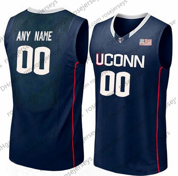 2020 Custom Uconn Huskies College Basketball White Navy Gray