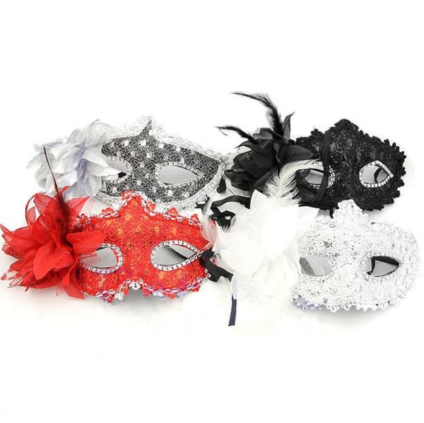 Prata Forte Atraente Sentimento Sexy Mulheres Rendas Preto Máscara Facial Masquerade Bola Prom Halloween Traje Do Partido Do Traje SN2875