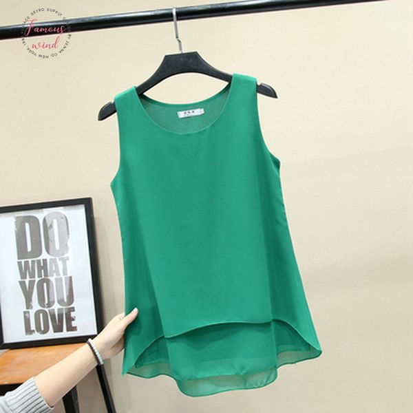 

2020 new chiffon summer women casual solid tank o neck obesity ms sleeveless fashion tee s 5xl, White