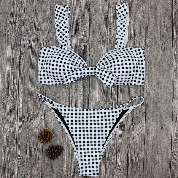 black and white plaid bathing suit