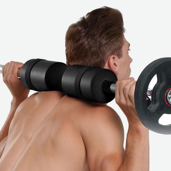 

black foam sponge weightlifting barbell shoulder squat protection sleeve 45*10cm -1