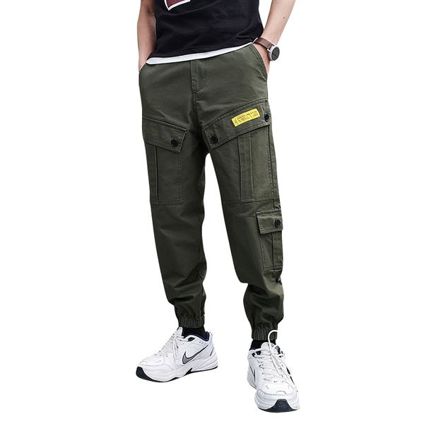 

dossan 2020 spring summer mens harem pants streetwear jogger trousers male hip hop sweatpants trousers multi-pocket cargo pants, Black