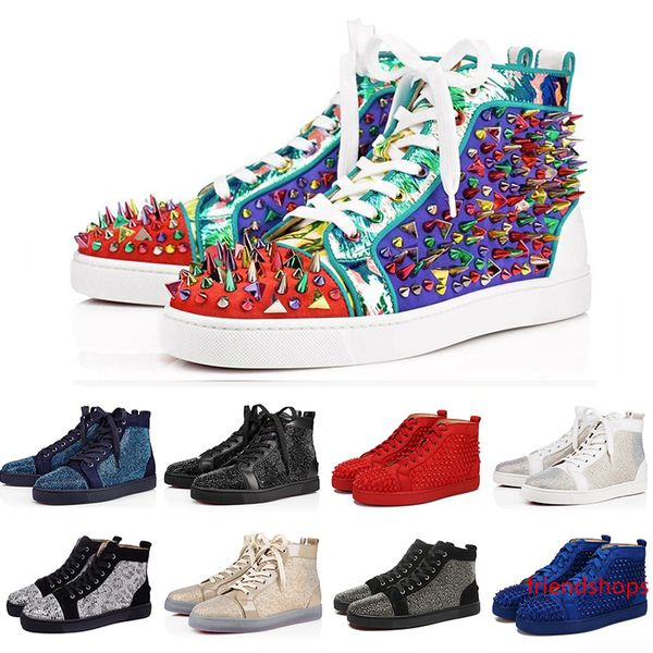 

new s designer fashion designer brand studded spikes flats shoes casual shoes for men women party lovers genuine leather sneakers
