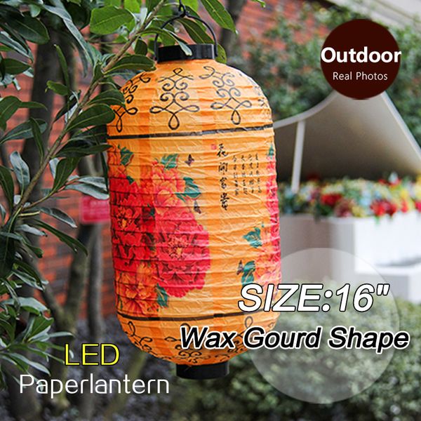 2019 16flowers led battery chinese new year home decorations wax gourd shape paper lanterns birthday wedding party activities festive hanging from flower shaped paper lanterns