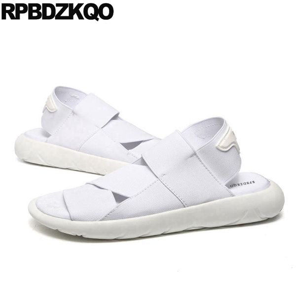 

designer fashion strap sport flat roman japanese platform sneakers men gladiator sandals summer white elastic shoes open toe, Black