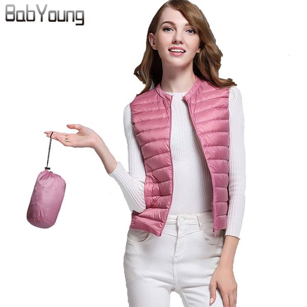 

babyoung new casual autumn short vest woman frivolous inner down zipper open stitch vest sleeveless tank waist coat pink, Black;white