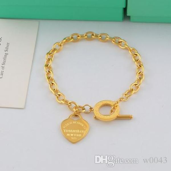 

2020 designer love heart luxury bracelet women titanium steel link chain gold woman bracelet brand jewelry pulseras gift cd, Black