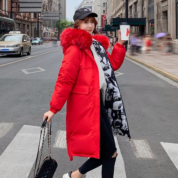 

cotton-padded clothes women's 2019 winter korean-style new style mid-length reversible cotton coat women's large size loose-fit, Blue;black