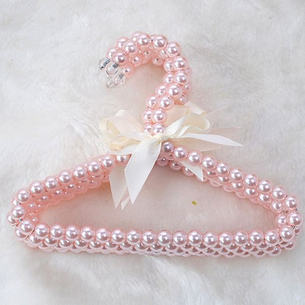 

new20cm children pearl hanger fashion dog hangers for bow butterfly clothes baby pearl plastic pet hangers home storage