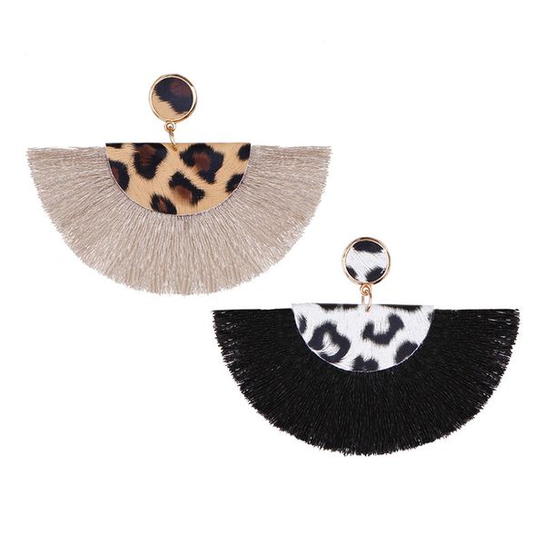 

cpop leopard искусственная кожа серьги сектор кисточкой серьги элегантная мода ювелирные изделия женские аксессуары горячие продажи подарок, Silver