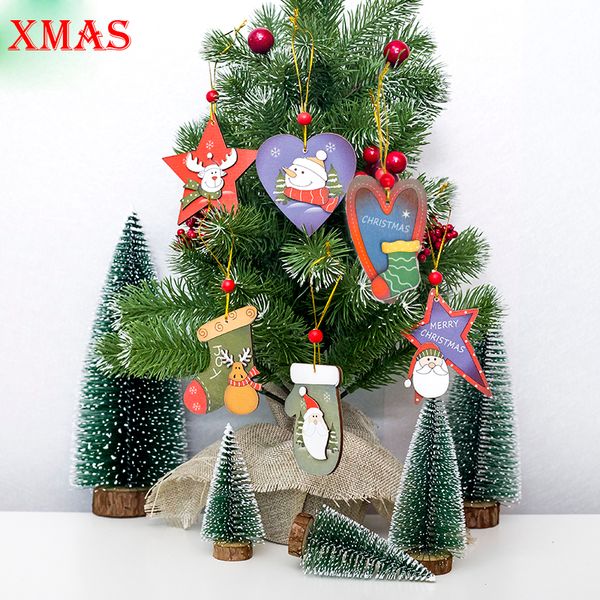 

рождественский кулон носок санта клаус снеговик деревянная дверь висит деревянные рождественские украшения декор подарок рождественские укра