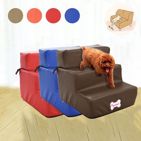 

waterproof leather foldable pet stairs detachable pet bed cat dog ramp 3 steps steps accessories 2019 new detachable cover
