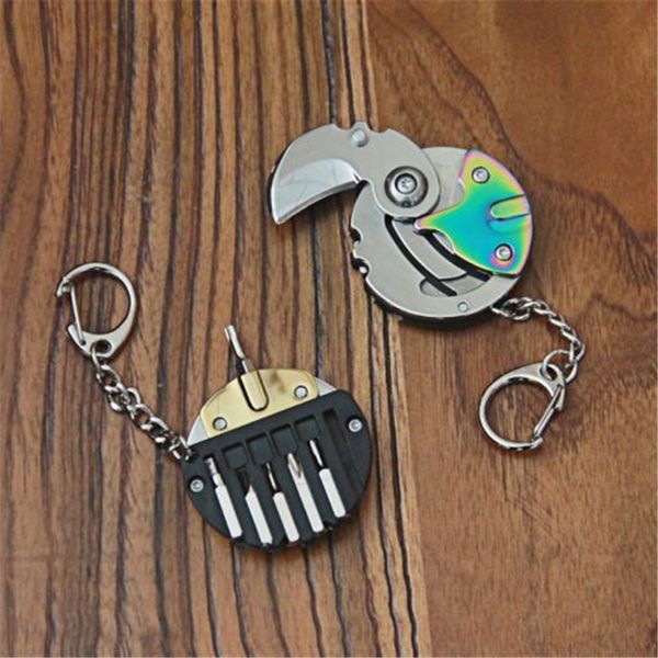

mini multifunctional coin screwdriver steel folding pocket cutter screwdriver coin shaped survival camping keychain edc portable tool