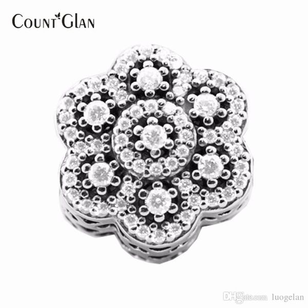 

crystalized floral clear cz beads fits pandora charms bracelets original silver 925 charm beads for jewelry making 2016 holiday, Bronze;silver