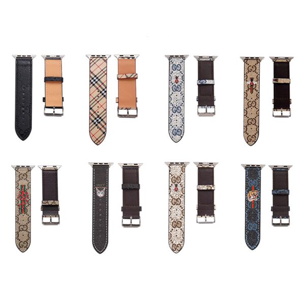 

New Fashion Watchbands for 38mm 40mm 42mm 44mm for Series 5 4 3 2 1 Wristband Print Snake Cat Leather Watch Straps Belt Smart Watch Band