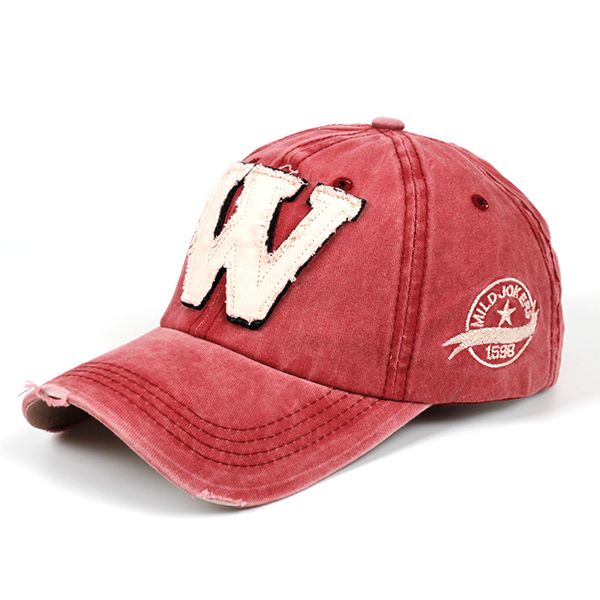 

2020 new cotton letter w baseball cap retro outdoor sports caps women bone gorras curved fitted washed vintage dad hats for men, Blue;gray