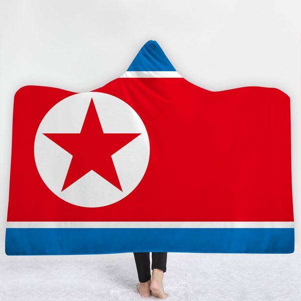 

3d printed national flag weighted blanket hooded coral fleece warm blankets for winter wearable wool cashmere blanket