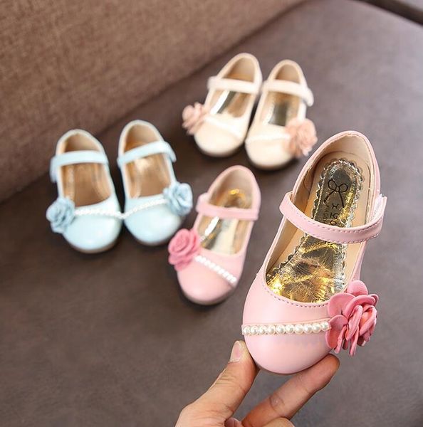 

girls shoes spring autumn kids leather shoes for girls flower casual solid color princess party leather size 26-35, Black;grey