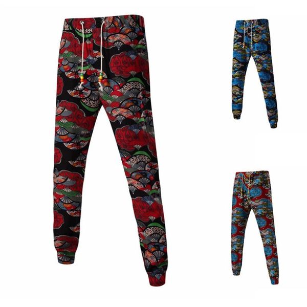 

2016 new fashion mens cotton linen trouser casual pants printed harem fashion pants, Black