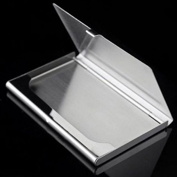 

aluminum silver color business name credit id card case holder aluminum business card holder card files