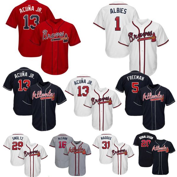 

Custom Atlanta jersey Braves Greg 13 Ronald Acuna Jr 31 Maddux Brian 16 McCann 22 Nick Markakis 20 Josh Donaldson Baseball Jersey