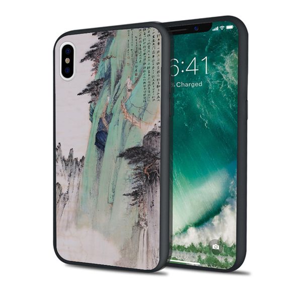 

capa mountain climbing painting phone case for iphone 11 pro xs max xr 8 7 6s plus 5s se 5 case black soft silicone cover.