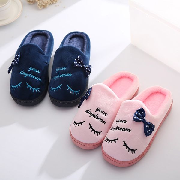 

youyedian womens slides warm letter plush soft slippers indoorsanti-slip floor bedroom shoes zapatos de mujer elegante 2019#, Black