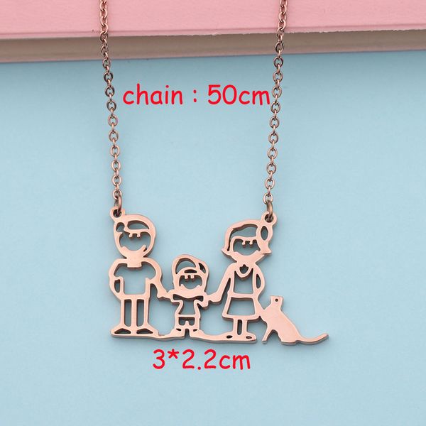 

fashion pendant necklace a family of three one son and a cat jewelry for family member charm gift trendy necklace, Silver