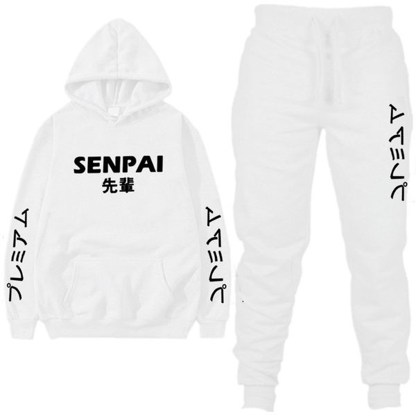 

autumn winter men two pieces set new senpai hooded sweatshirts sportswear men tracksuit hoodie streetwear hoodies pants sets, Gray