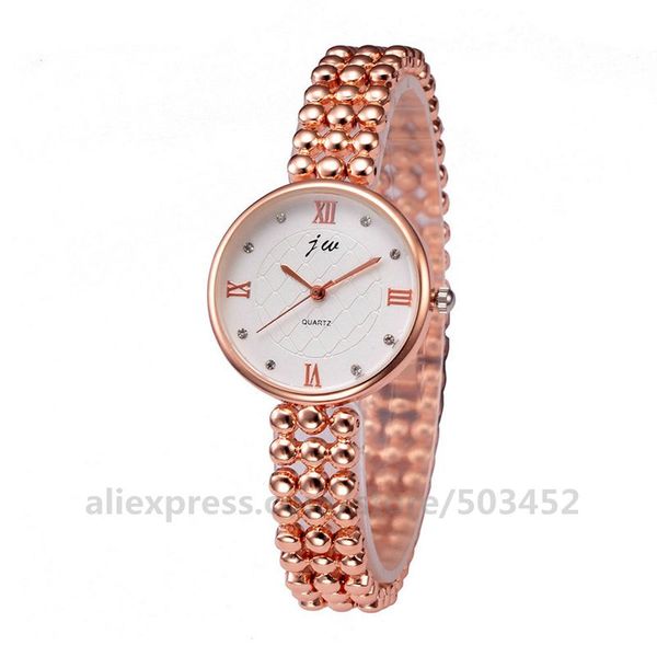 

100pcs/lot jw 6033 roman numerals bracelet watch luxury lady thin belt quartz watch cute gift elegant girlfriend, Slivery;brown