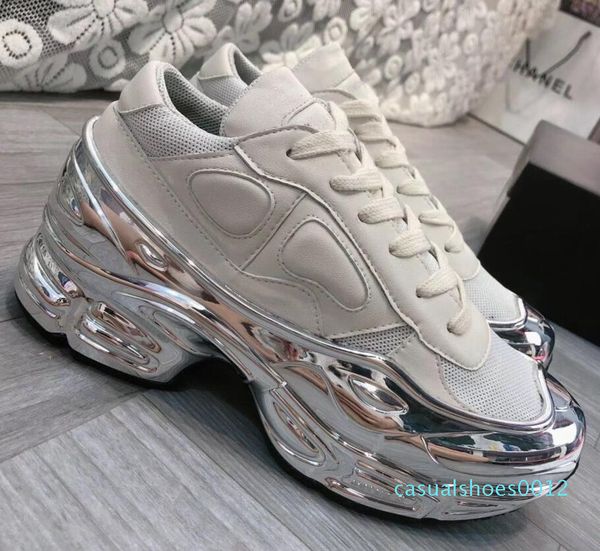 

designer sneakers raf simons oversized sneaker ozweego shoe men women luxury designer shoes in silver metallic effect sole sport trainer 12c, Black