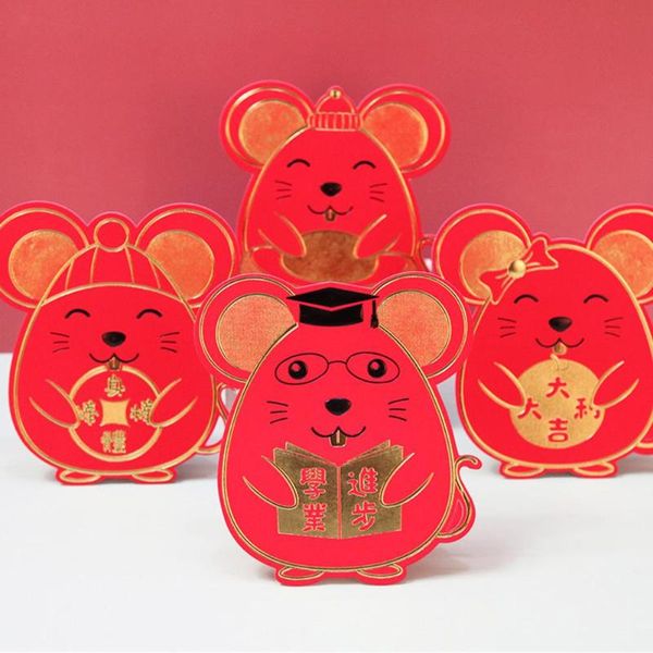 

new 3/6pcs 2020 new year cartoon mouse rat chinese red envelopes packets pocket bag