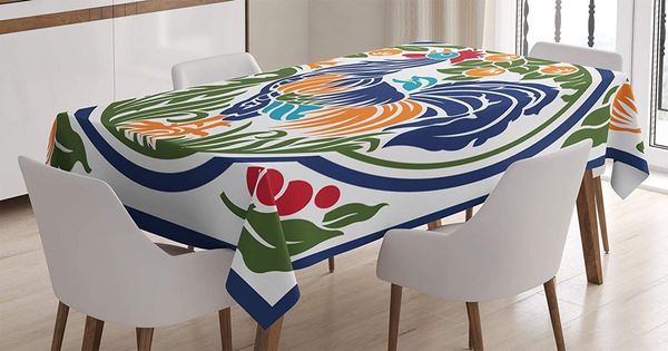 

gallos decor tablecloth rooster earth symbol fruit dandelion plants vegetables art dining room kitchen table cover