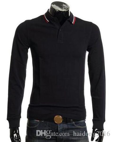 

весна осень perry поло лист вышивки с длинным рукавом полосатой воротник tipped англия бизнес t-shirt фред твердая лондон brit polos black, White;black