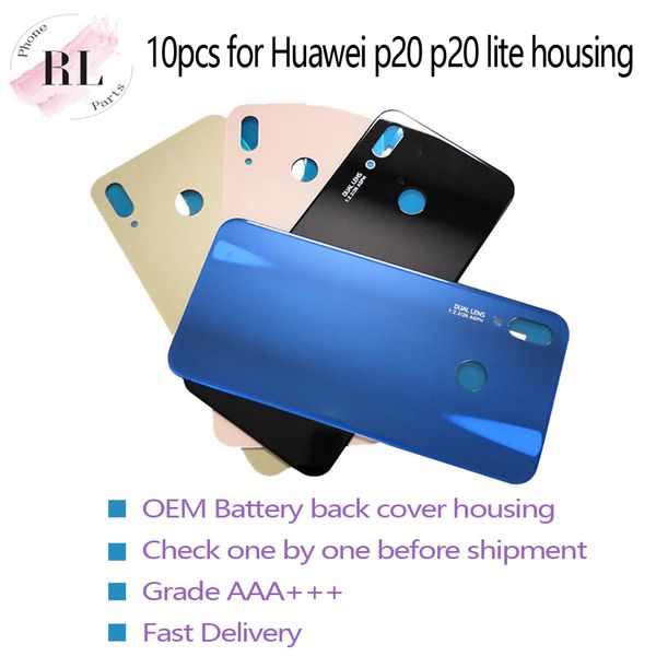 

10pcs oem for huawei p20 p20 lite nova 3e back battery housing cover replacement back door cover case with adhesive sticker