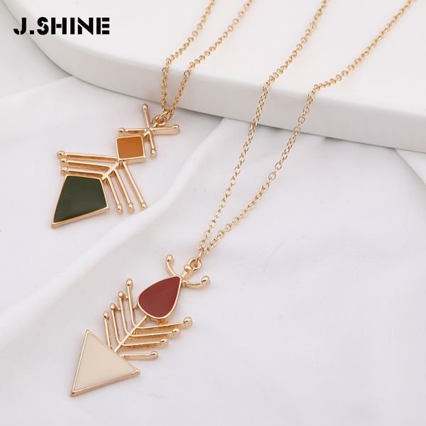 

jshine two-type colors enamel geometric long chain necklace pendants for women korean fashion jewelry for women's decoration, Silver