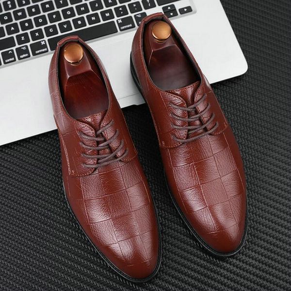 

handmade italian style men leather dress formal business oxfords shoes men's party shoes big size 2020yh6, Black