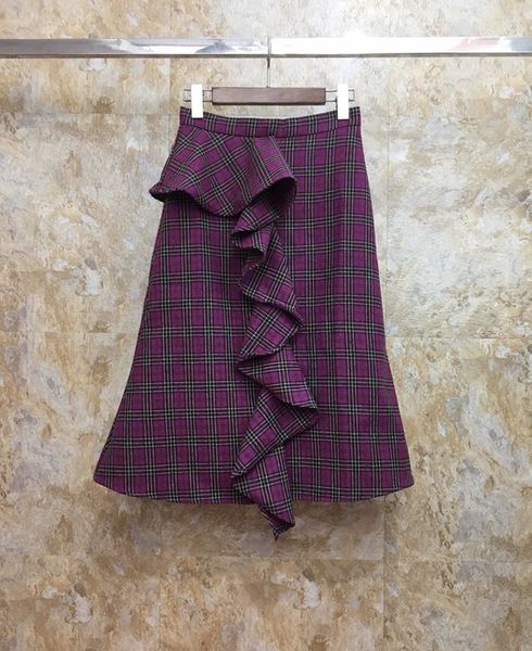 

check 2019 winter new women wild ruffled skirt 1006, Black