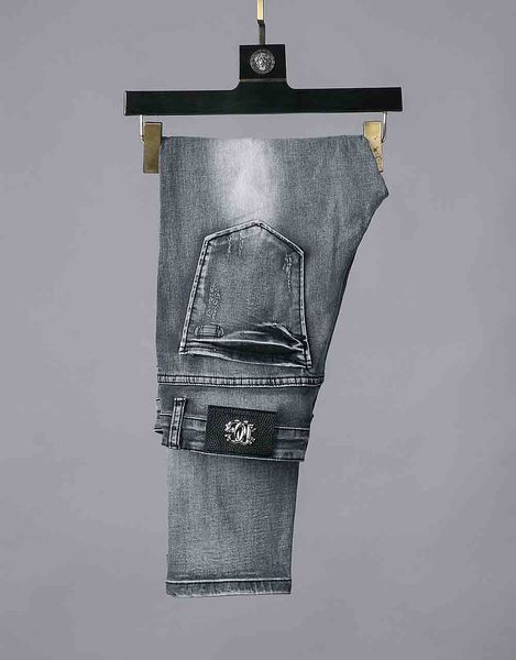 

Spot dg jean men de igner hole jean lei ure brand lim fit cowboy pant riding locomotive pant fa hion cotton trou er, Blue