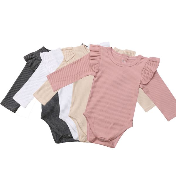 

infant newborn baby girls ruffles romper long sleeve toddler girls jumpsuit playsuit autumn spring baby girl costumes, Blue