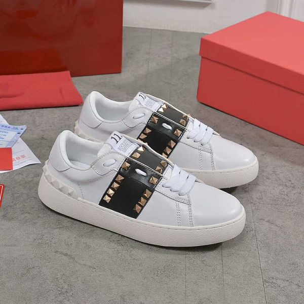 

jonewu 2020 fashion casual shoes womens mens casual shoes luxury designer spikes sneaker mesh leather chaussures espadrilles plate-forme, Black