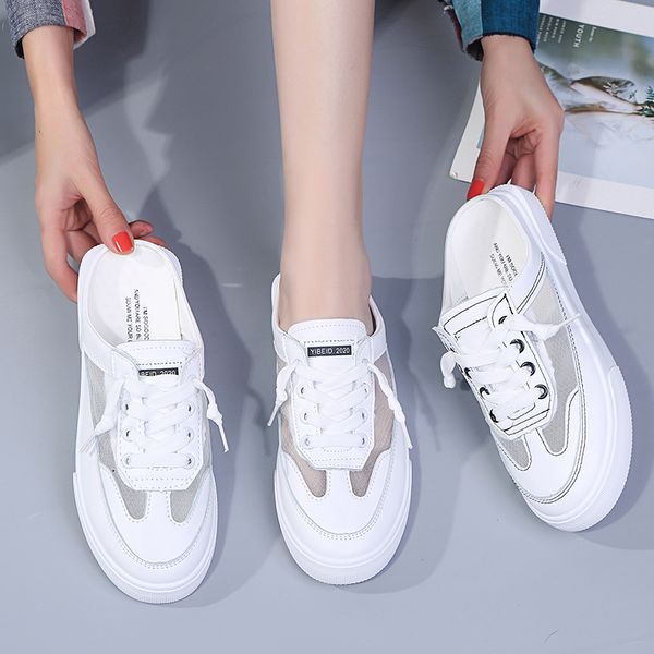 

slippers casual shoes lady med slipers women slides loafers cover toe luxury girl 2020 flat summer basic bonded leather, Black