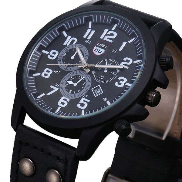 

2018 watch men watches leather waterproof date quartz analog army quartz wristwatches relogio masculino reloj, Slivery;brown