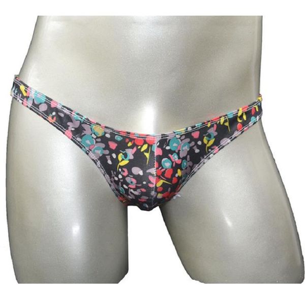 

comfortable men underwear briefs low waist male print floral pant, Black;white