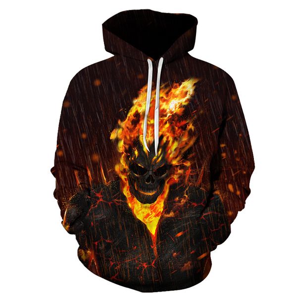 

2019 new male 3d printed ultimate hoodie flame skull sweatshirt universe jacket, Black